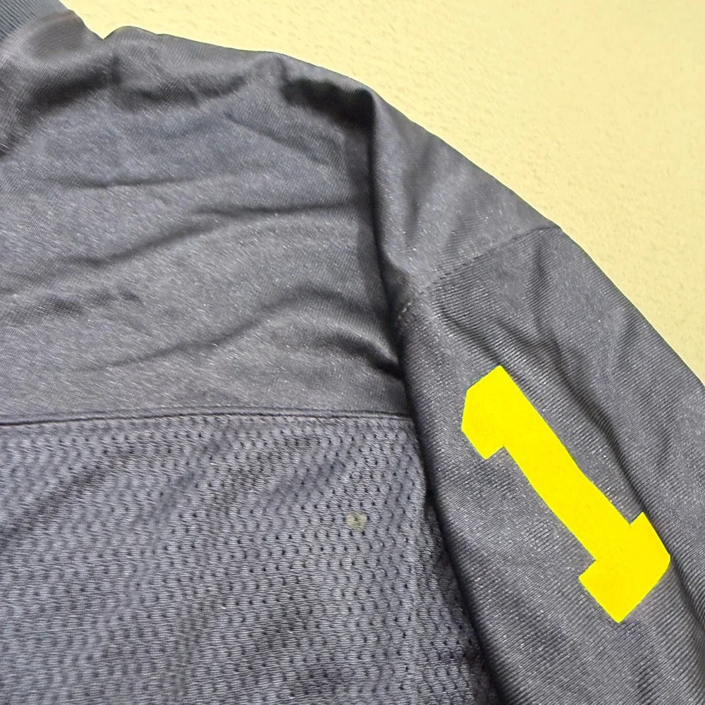 Adidas Football Jersey Mens XL Navy Michigan Wolverines 1 Mesh V-Neck NCAA y2k